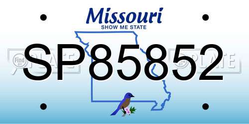 SP85852 Missouri License Plate