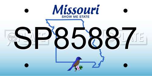 SP85887 Missouri License Plate