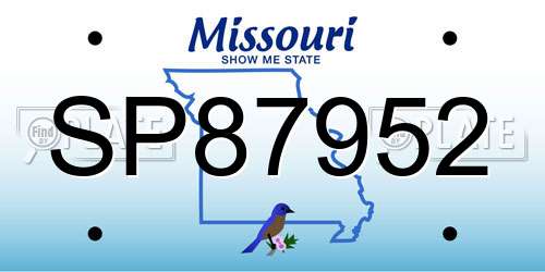 SP87952 Missouri License Plate