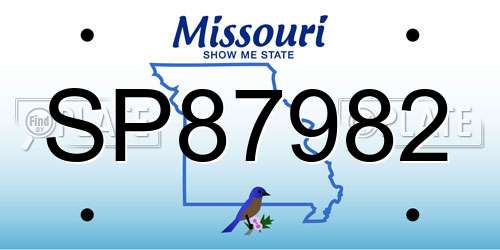 SP87982 Missouri License Plate