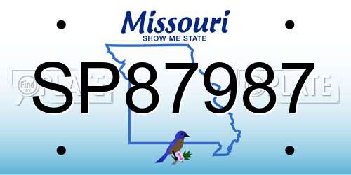 SP87987 Missouri License Plate