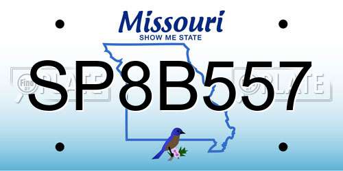 SP8B557 Missouri License Plate