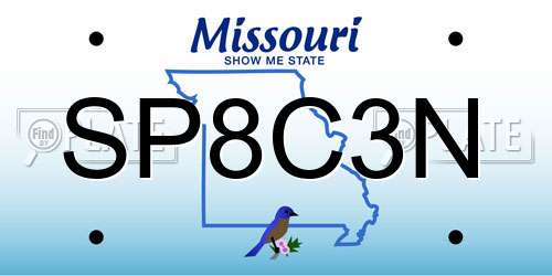 SP8C3N Missouri License Plate