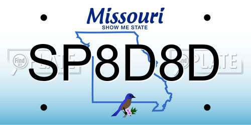 SP8D8D Missouri License Plate