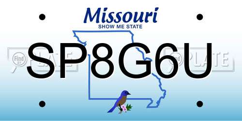 SP8G6U Missouri License Plate