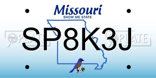 SP8K3J Missouri License Plate