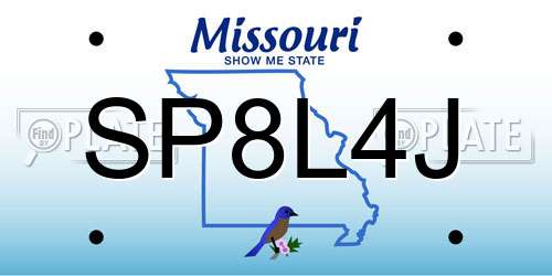 SP8L4J Missouri License Plate
