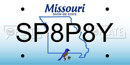 SP8P8Y Missouri License Plate