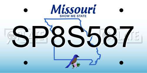 SP8S587 Missouri License Plate