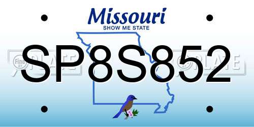 SP8S852 Missouri License Plate
