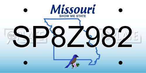 SP8Z982 Missouri License Plate