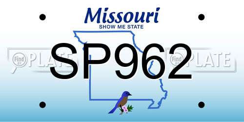 SP962 Missouri License Plate