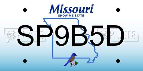 SP9B5D Missouri License Plate