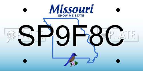 SP9F8C Missouri License Plate