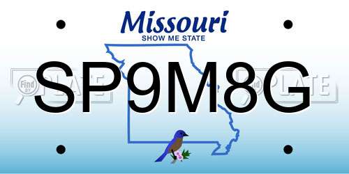 SP9M8G Missouri License Plate