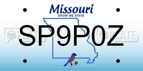 SP9P0Z Missouri License Plate