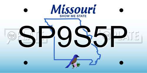 SP9S5P Missouri License Plate