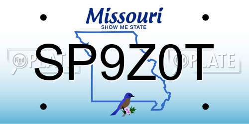 SP9Z0T Missouri License Plate