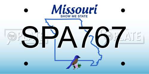 SPA767 Missouri License Plate
