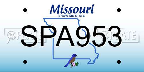 SPA953 Missouri License Plate