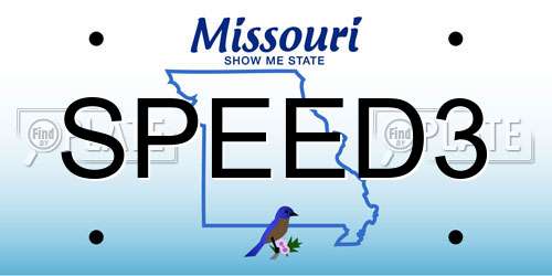 SPEED3 Missouri License Plate
