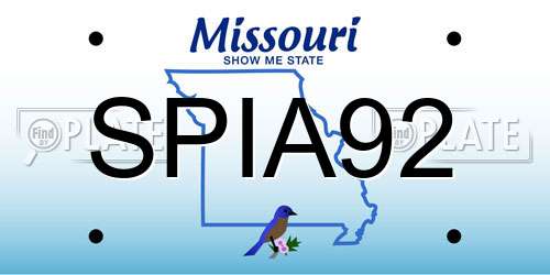 SPIA92 Missouri License Plate