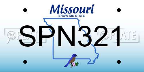 SPN321 Missouri License Plate