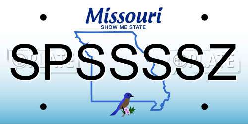 SPSSSSZ Missouri License Plate