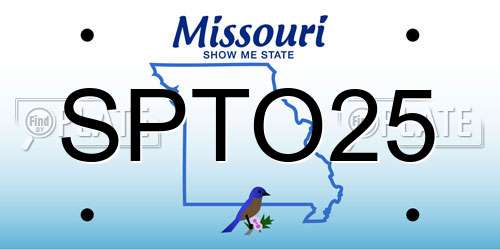 SPTO25 Missouri License Plate