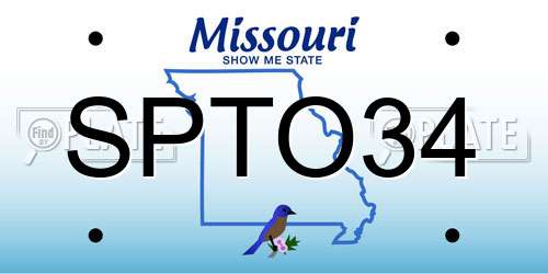 SPTO34 Missouri License Plate