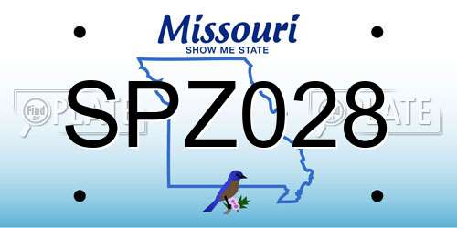 SPZ028 Missouri License Plate
