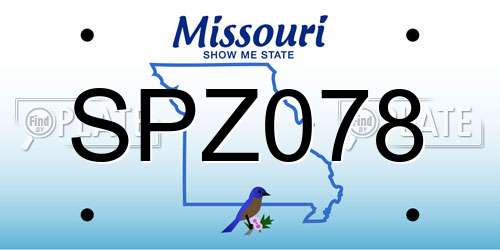 SPZ078 Missouri License Plate