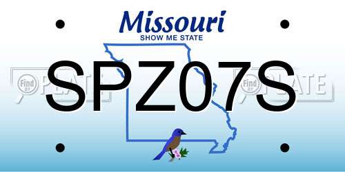 SPZ07S Missouri License Plate
