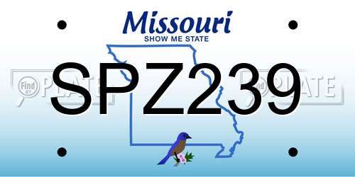 SPZ239 Missouri License Plate