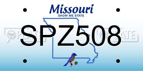 SPZ508 Missouri License Plate