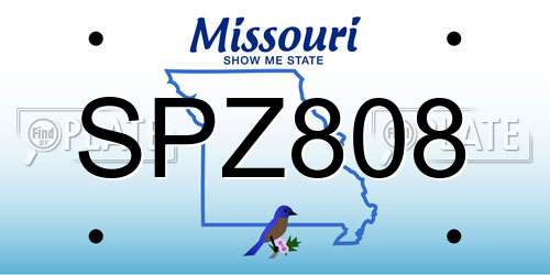 SPZ808 Missouri License Plate