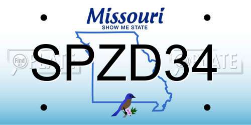 SPZD34 Missouri License Plate