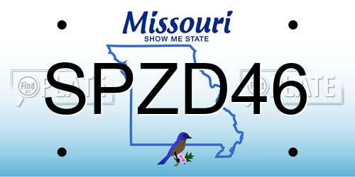 SPZD46 Missouri License Plate