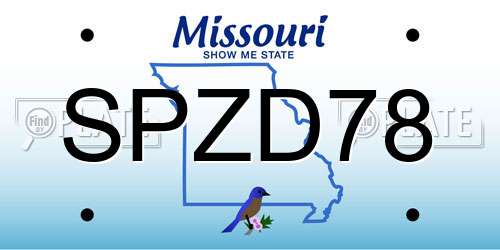 SPZD78 Missouri License Plate