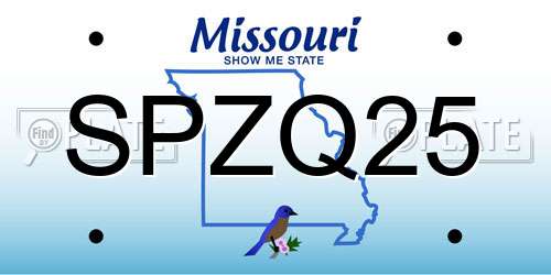 SPZQ25 Missouri License Plate