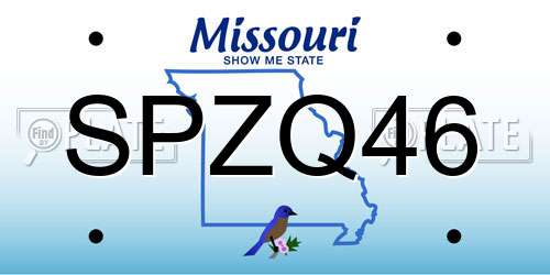 SPZQ46 Missouri License Plate