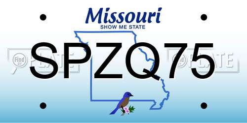 SPZQ75 Missouri License Plate