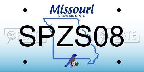 SPZS08 Missouri License Plate