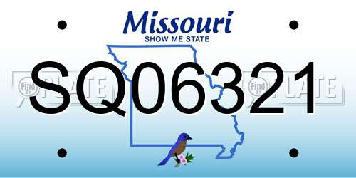 SQ06321 Missouri License Plate