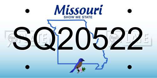 SQ20522 Missouri License Plate