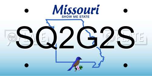 SQ2G2S Missouri License Plate