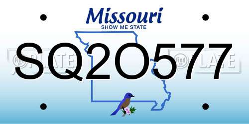 SQ2O577 Missouri License Plate