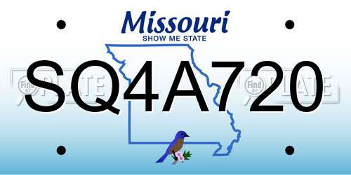 SQ4A720 Missouri License Plate