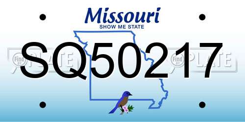 SQ50217 Missouri License Plate