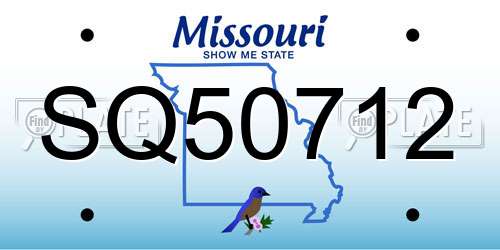 SQ50712 Missouri License Plate